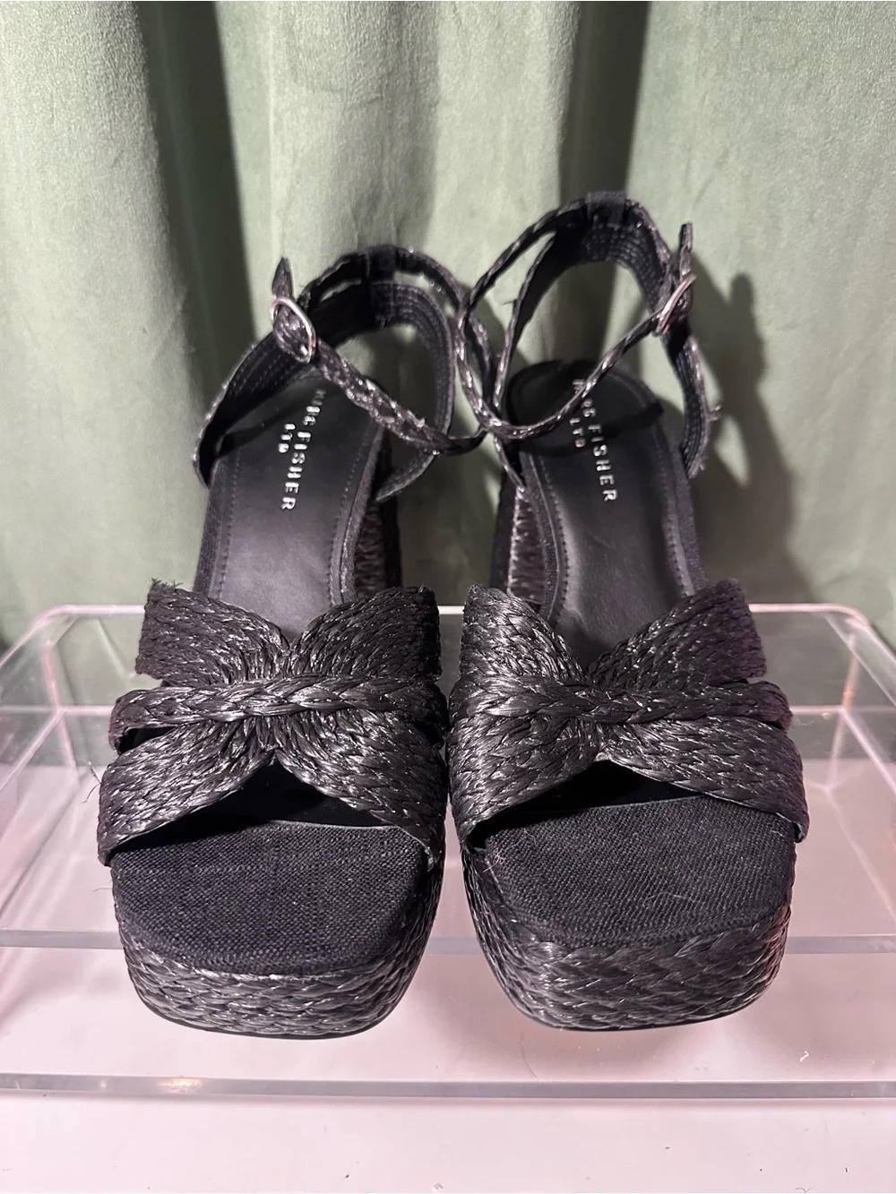 Marc Fisher Janie Raffia Ankle Strap Platform Sandals